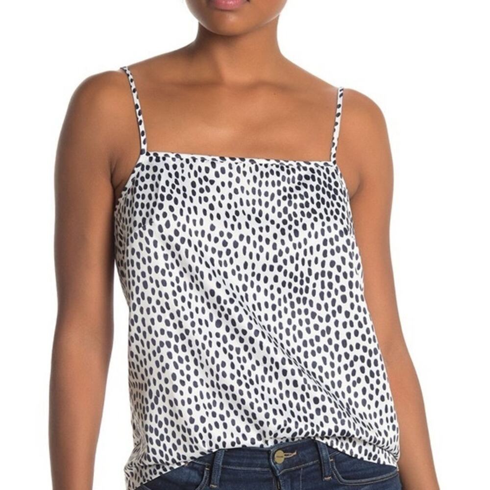 J.Crew Square Neck Leopard Camisole Tank Top Ivory Navy Womens Size XS